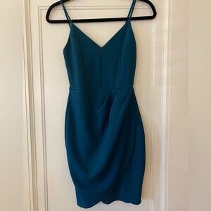 UEC Lulu brand teal blue dress with spaghetti straps. Size small